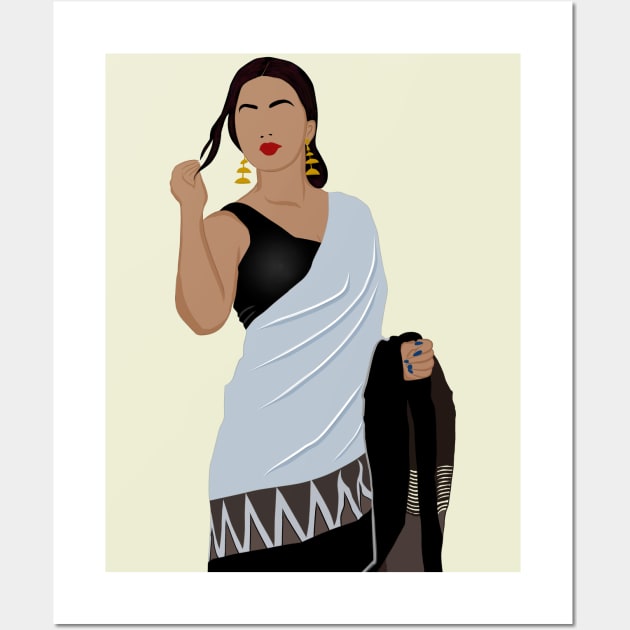 Faceless Indian woman in saree and sleeveless black blouse Wall Art by The Shop Sparks